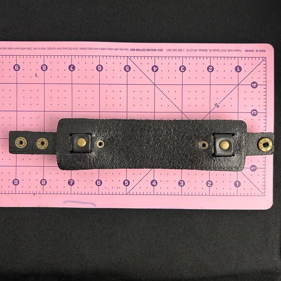 Black Leather Adjustable Snap Cuff Bracelet - Picture 8 of 9